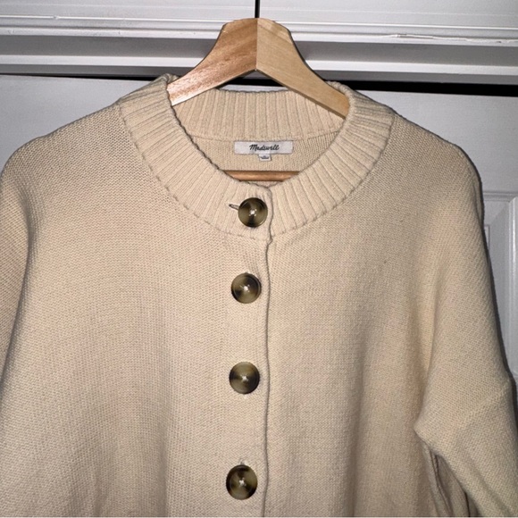 Madewell Broadway White Button-Up Cardigan M Cotton Knit JCrew Preppy - Picture 6 of 9